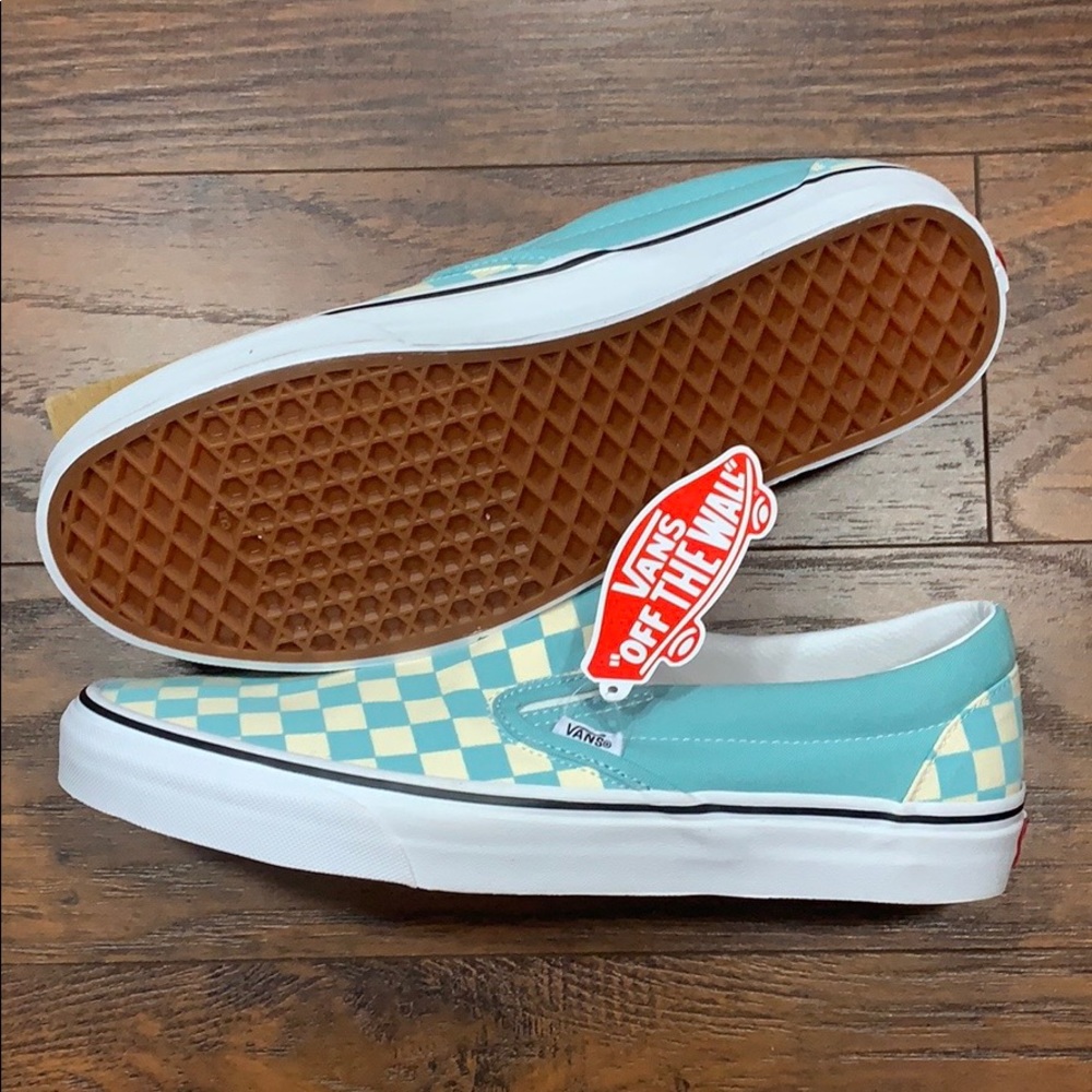 VANS CLASSIC SLIP-ON CHECKERBOARD Aqua Haze/ men’s - Picture 3 of 16